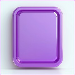 Violet square button with round corners. Modern design. Blank app icon. Tech interface element. 3D rendering on white background. Suitable for mobile app design. Useful for app UI design. Purple