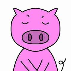 cute pig cartoon on white background