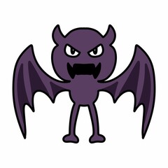 purple devil bat, illustration, on white background.