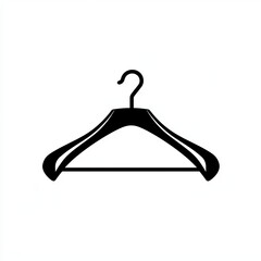 This black and white silhouette features a coat hanger, designed with elegant minimalist stroke lines, capturing an abstract effect and simplicity in form and style