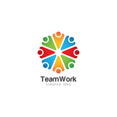 Creative Team Work Concept Logo Design Template