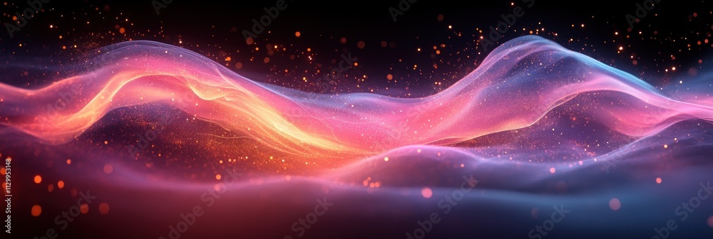 Poster abstract gradient background pink purple light glow dark bokeh texture flow design poster