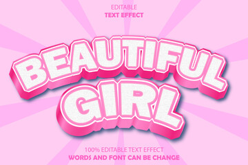 beautiful girl editable text effect 3d
