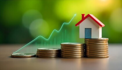 house and coins. economic growth, property investment
