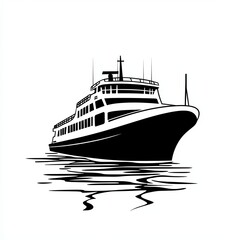 Obraz premium A ferry is depicted in silhouette, gracefully gliding across calm waters. The design features minimalist lines, creating an abstract and modern aesthetic