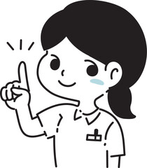 人差し指を立てる女性看護師のイラスト