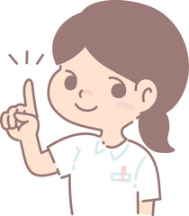 人差し指を立てる女性看護師のイラスト