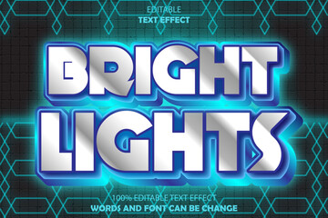 bright lights editable text effect 3d