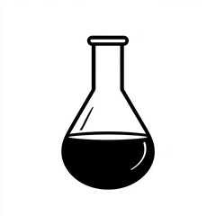 This creation features a black and white silhouette of a laboratory flask, emphasizing minimalist design with clean stroke lines and an abstract appearance