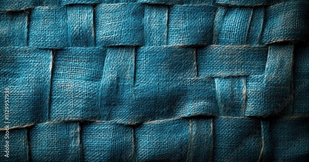 Poster Teal Textured Background Surface with Intricate Weave Pattern Ambient Light for Modern Decor