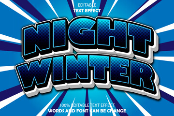 night winter editable text effect 3d