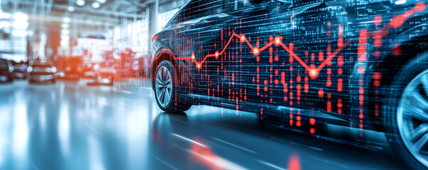 Automotive Market Decline, Data Visualization Shows a Sharp Drop in Sales, Impacting Industry Growth.