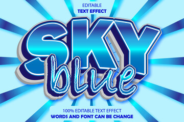 sky blue editable text effect 3d