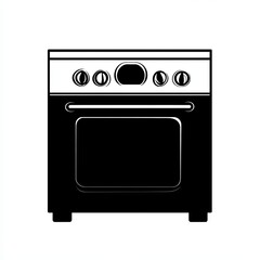 Obraz premium This minimalist silhouette features an abstract representation of an oven, using clean stroke lines and a black and white color palette