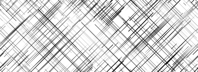 Black cross hatch seamless pattern. Diagonal line repeating texture surface. Rough sackcloth or burlap fabric material background. Crosshatch linen canvas overlay wallpaper. Vector backdrop