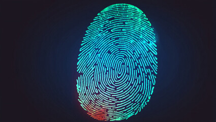A glowing fingerprint being scanned against a dark background, symbolizing digital security, access, and protection