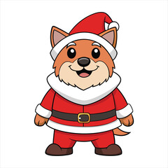 cute dog Santa Claus vector