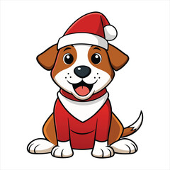 cute dog Santa Claus vector