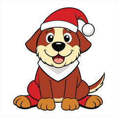 cute dog Santa Claus vector