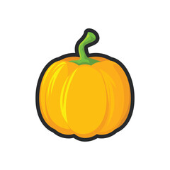 pumpkin fruit with outline in flat vector design.
