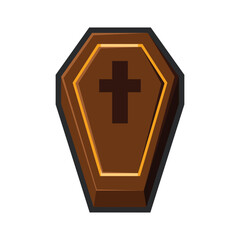 Obraz premium wooden coffin with outline in flat vector design.
