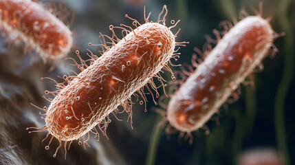 Fototapeta premium A close-up view of microscopic bacteria, the tiny organisms that are ubiquitous in our environment. Omnipresent. Illustration