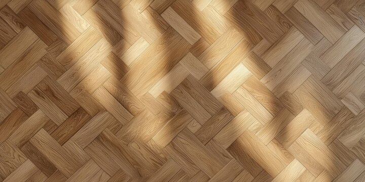 Herringbone Wood Floor Close-up Natural Grain Light Oak Texture Interior Design