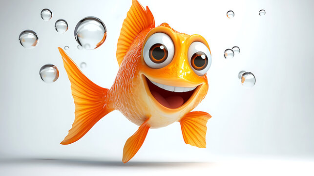 A cartoon fish with a big smile on its face