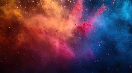 Naklejka premium Colorful holi powder explosion on back background.