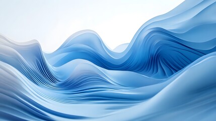 Abstract Blue Waves Flowing Softly Across Space
