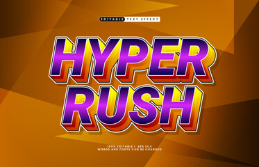 hyper rush editable text effect with a speed and game text style