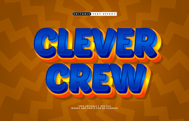 clever crew editable text effect with a kids and game text style