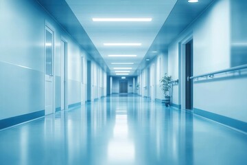 serene modern hospital corridor bright ambient lighting minimalist aesthetic clean lines reflection space tranquility