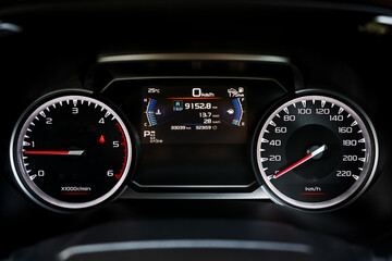 car​ instrument panel, car​ speed motor of​ night, car​ dashboard​ modern​ automobile...
