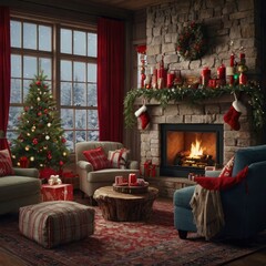 Fototapeta premium Christmas house in the night
