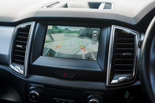 Rear view monitor for reversing system Car display and rear view camera parking assistant car navigation.