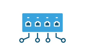Network switch icon. solid icon style. icon related to IT, network. IT architecture elements vector illustration