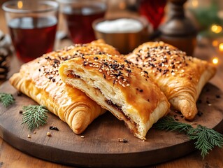 Delicious Baked Pastry with Sesame Seeds and Spices
