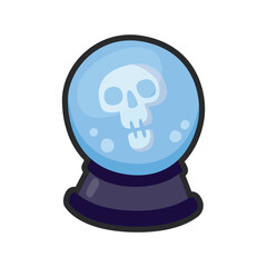 dead fortune telling glass ball with outline in flat vector design