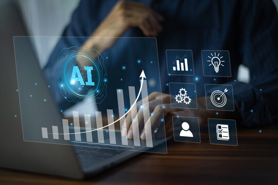 Businessman leverages AI automation to drive sustainable business growth and optimize operational efficiency