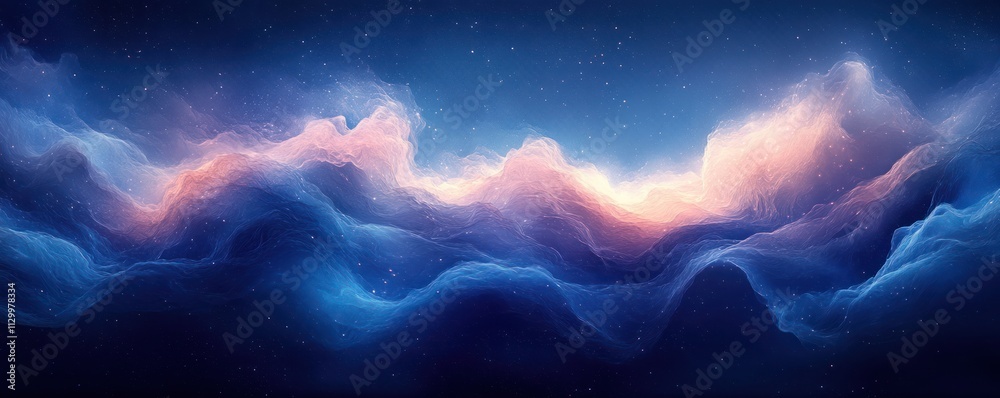 Aufkleber Gradient Blue Black Background Abstract Texture Design for Digital Art Poster Banner with Soft Lighting and Glowing Effect