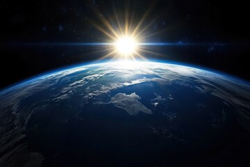 Obraz premium First Light of Day from Satellite Over Earth’s Curvature