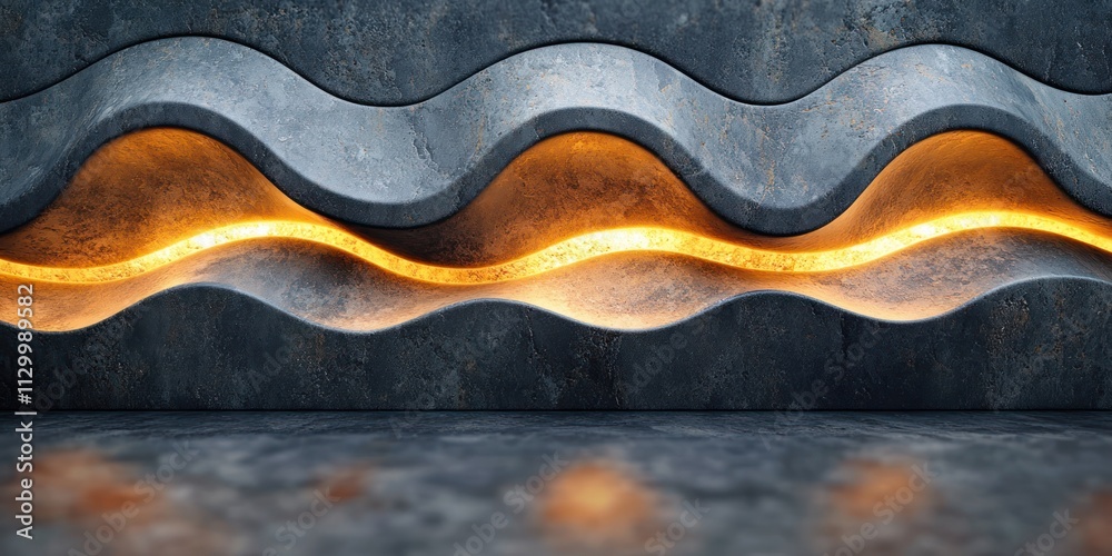 Poster Textured Stone Tiles Close-up with Intricate Patterns and Side Lighting in Minimalist Style