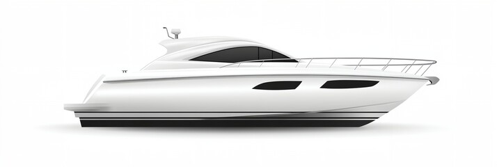 A white boat with a black stripe on the side