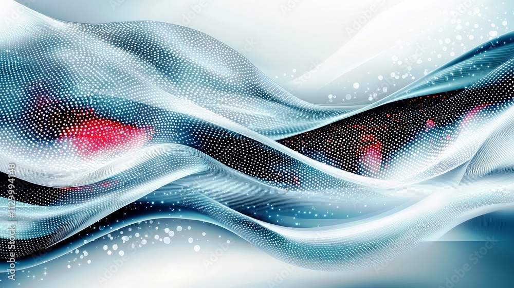 Poster abstract wave pattern background with flowing lines, dots, and vibrant colors creating a modern and 