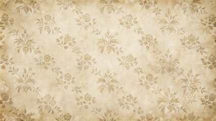 Antique Beige Floral Pattern on Aged Paper Texture