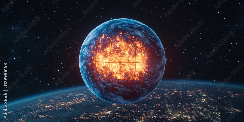 Canvas Prints fiery supernova explosion planet in space 8k high resolution
