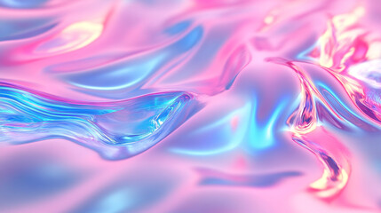 Fototapeta premium Holographic Pink Blue Liquid Abstract Background