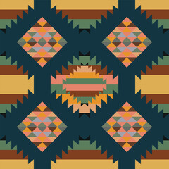 Navajo tribal vector seamless pattern. Native American ornament. Ethnic South Western decor style. Boho geometric ornament. Vector seamless pattern. Mexican blanket, rug. Woven carpet illustration