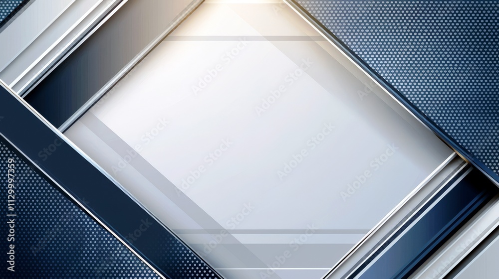 Poster abstract geometric background with silver and blue layers and textures, creating a modern and elegan